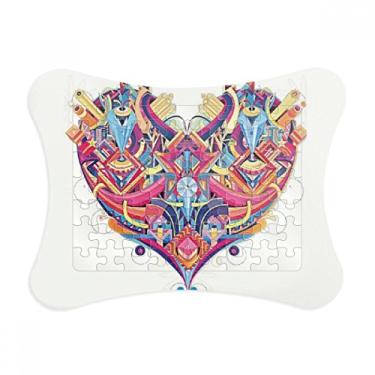 Imagem de Cartas de baralho de coração com padrão geométrico, moldura de quebra-cabeça para decoração de imagem