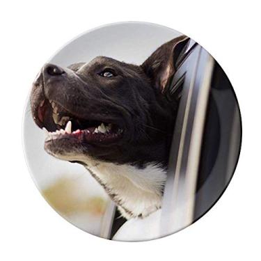 Imagem de Prato de foto de animal de cachorro preto decorativo de porcelana salver louça de jantar