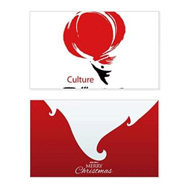 Imagem de Lanterna chinesa tradicional padrão vermelho feriado feriado cartão de felicitações Natal mensagem de letra de Natal