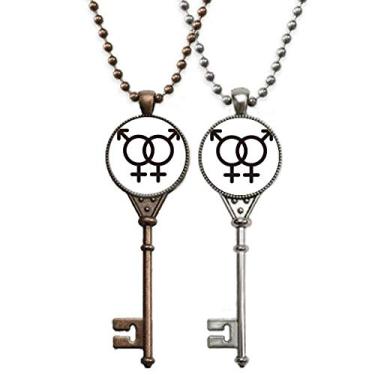 Imagem de OFFbb-USA Identificando a igualdade de Íris com Número Duplo Distinção Chaveiro Colar Pingente Joias Decoração de Casal