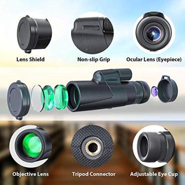 Imagem de Telescópio monocular, 10-30X42 Prisma Monocular-BAK4 à prova d'água mais recente de alta definição com tripé e adaptador de smartphone para observação de pássaros ao ar livre