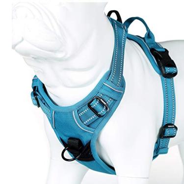 Imagem de (X-Large, Teal Blue) - JUXZH Soft Front Dog Harness .Best Reflective No Pull Harness with handle and Two Leash Attachments