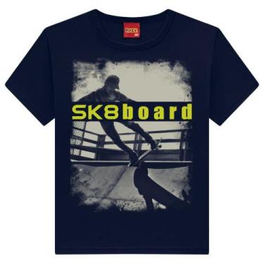 Imagem de Camiseta Menino Kyly Em Algodão Estampa Skate Cor Marinho