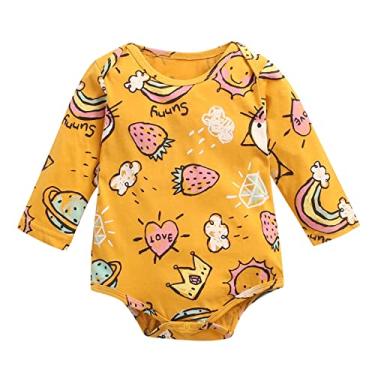 Imagem de Macaquinho clássico para bebês meninos e meninas manga longa bebê fofo bebê (amarelo, 12-18 meses)