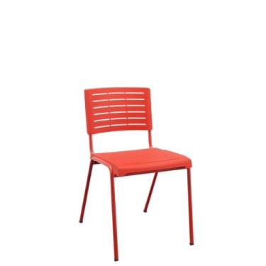 Imagem de Plaxmetal, Cadeira Fixa Escritório Multiuso Niala Plaxmetal NR17 Vermelho