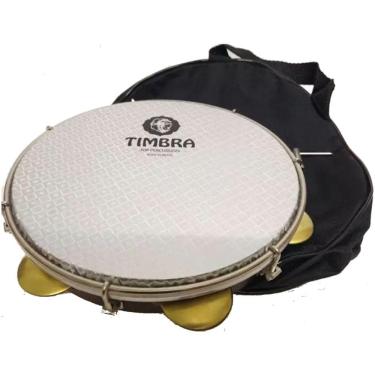 Imagem de Pandeiro Timbra 10 Profissional Formica Freijo C/Aro Dourado Pele Prismatica C/Capa