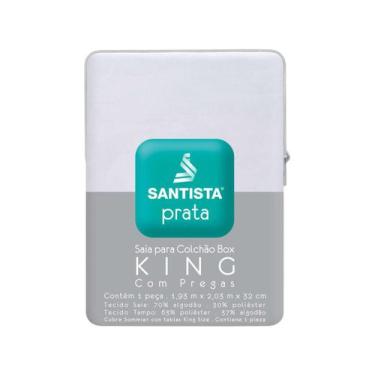 Imagem de Saia Para Cama Box King Size Prata - 193X203cm Santista