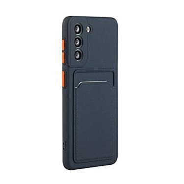 Imagem de Capa de telefone com suporte para bolsa de cartão para Samsung Galaxy S23 S22 S21 S20 Plus FE Note 20 Ultra Bumper TPU Capa macia, azul marinho, para S20 Plus