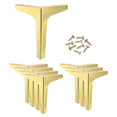 Imagem de PATIKIL Pernas de móveis de metal, 18 cm, pacote com 8 pés de móveis triangulares, pernas de substituição, estilo moderno, para armário, mesa, sofá, cômoda, dourado