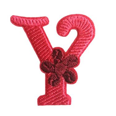 Imagem de 5 Pçs Patches de letras de chenille adesivos de ferro em remendos de letras universitárias com glitter bordado patch costurado em remendos para roupas chapéu camisa bolsa (rosa choque, Y)
