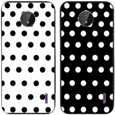 Imagem de 2 peças preto branco bolinhas impressas TPU gel silicone capa de telefone traseira para Nokia todas as séries (Nokia C10 / C20)
