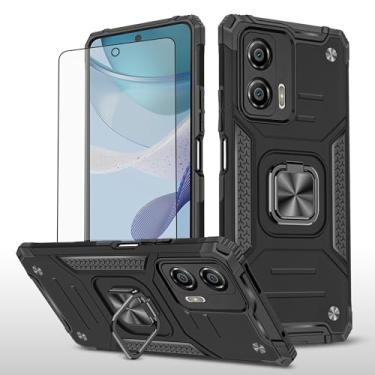Imagem de Asuwish Capa de telefone para Motorola Moto G53 5G com protetor de tela de vidro temperado e suporte de anel suporte fino híbrido protetor móvel acessórios de celular resistentes G 53 53G mulheres