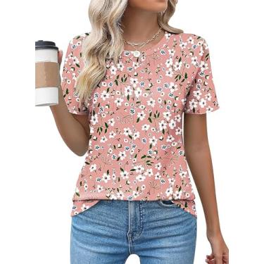 Imagem de Camiseta feminina floral com estampa de flores silvestres para amantes de plantas, flores vintage, manga curta, Floral-c, M