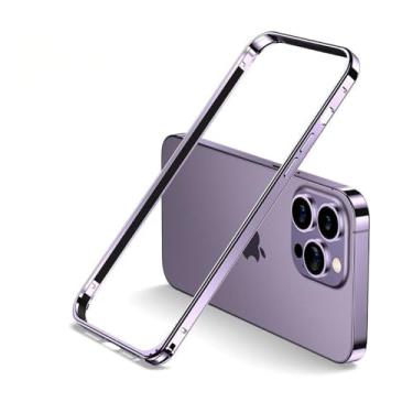 Imagem de Capa dura com estrutura de metal de alumínio ultrafina para iPhone 12 13 14 15 Plus Pro Max Alloy Case Coque em preto roxo ou prata, roxo, para iphone 15 Pro