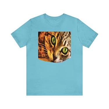 Imagem de Gato de olhos largos - Camiseta de manga curta unissex Jersey da Doggylips, Turquesa, XXG