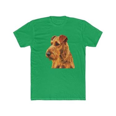 Imagem de Camiseta masculina gola redonda de algodão Irish Terrier 'Jocko', Verde Kelly liso, G