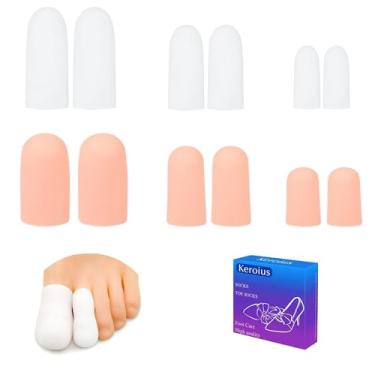Imagem de Keroius 6 pares de protetores de bico de silicone para dedos de martelo, protetores de dedo do pé macios para mulheres e homens, mangas para calos, bolhas e calos