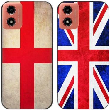 Imagem de 2 peças impressas TPU gel silicone capa de telefone traseira para Motorola Moto G04 (Reino Unido Inglaterra)