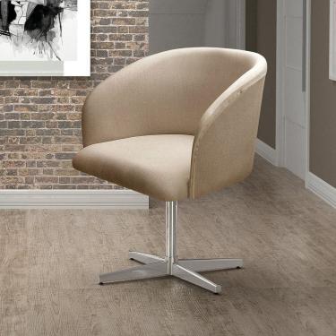 Imagem de Poltrona Atenas Base Giratória de Alumínio Sala de Estar Marrom