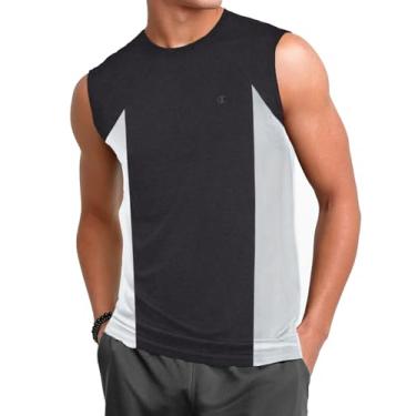 Imagem de Champion Camisetas masculinas grandes e altas – Camiseta de jérsei de algodão sem mangas, Cinza carvão/branco, 2X Tall