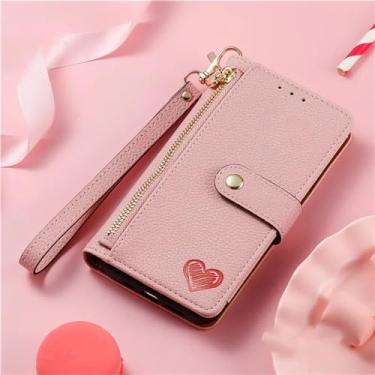 Imagem de Capa de telefone tipo carteira com zíper crossbody para XiaoMi Note 13 12 Pro Plus 12S 11 11T 11S 10 10T 10S 9 Capa flip de couro com cordão, rosa, para RedMi Note13 ProPlus