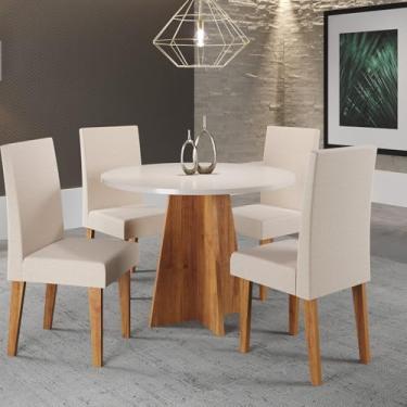 Imagem de Mesa de Jantar Redonda Spirit 90x90cm com 4 Cadeiras Venus Mel/Blonde/Bronze