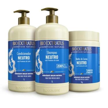 Imagem de Kit Neutro Proteínas Do Leite Proteção E Maciez Aos Fios Shampoo + Condicionador 1 Litro + Máscara 1 Kg Bio Extratus