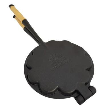 Imagem de Forma Waffle Ferro Fundido Cabo Madeira Fogão a Lenha 16cm - Libaneza
