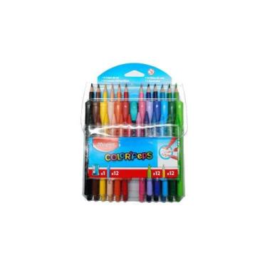 Imagem de Giz de Cera Maped 12 Cores + Lápis de Cor + Hidrocor + Apontador