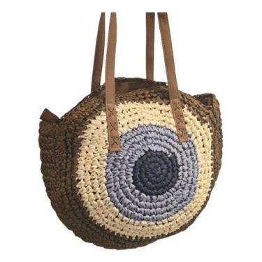 Imagem de Bolsa Feminina Redonda Ombro Palha Sintética Passeio Praia - Alwy, Mar