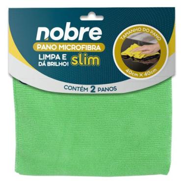 Imagem de Pano de microfibra 40x40cm ( pacote c/ 2 unid.) verde Slim - Nobre