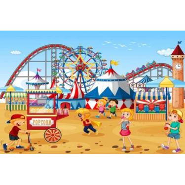 Imagem de Painel de Lona Parque de Diversão Crianças - Fabrika de Festa, 300x200