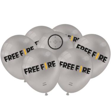 Imagem de Balão Free Fire Prata Decoração Festa de Aniversário Número 9 - Fantas