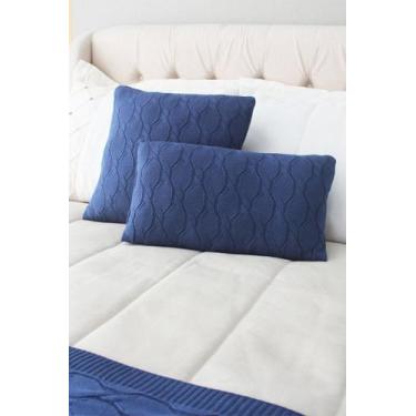 Imagem de Capa para Almofada Tricô Trançada HomeBliss, Azul, 50x50cms