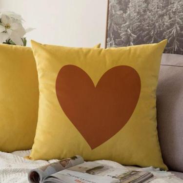 Imagem de Almofada Amarela Coração 40x40cm - Serigrafada Frente e Verso - FASTLA