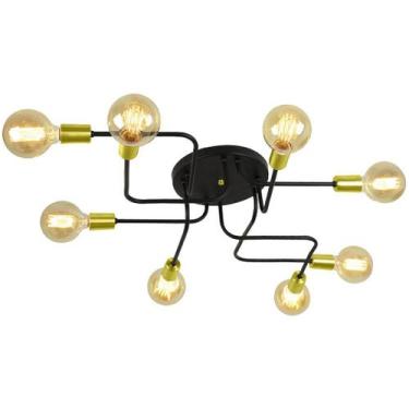 Imagem de Lustre Sputnik 8 Braços Preto/Dourado Quarto Sala Cozinha - MARRYLUZ