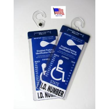 Imagem de 2 MirorTag Silver by JL Safety - Exiba e guarde facilmente um cartaz de estacionamento para deficientes. Gancho forte com alta taxa de calor. Encaixe magneticamente o suporte. Diâmetro do poste 2,5