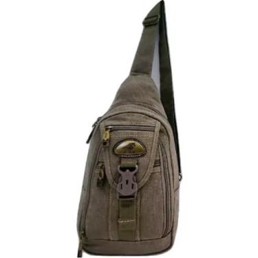 Imagem de Bolsa Pochete Transversal Impermeável Lona De Qualidade Kvn, Bege