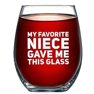 Imagem de Panvola My Favorite Niece Gave Me This Glass Stemless Wine Glass for Aunts Uncle Birthday Wedding Anniversary Celebration Appreciation New Aunties Mother's Father's Day Drinkware (17 oz)
