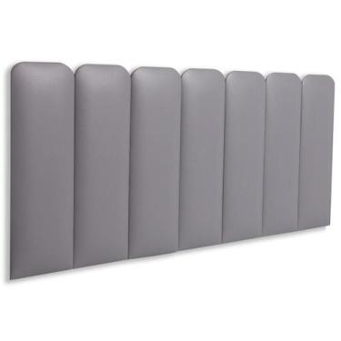 Imagem de Cabeceira Casal Estofada de Colar na Parede Kit 7 Placas Modelo Arredo