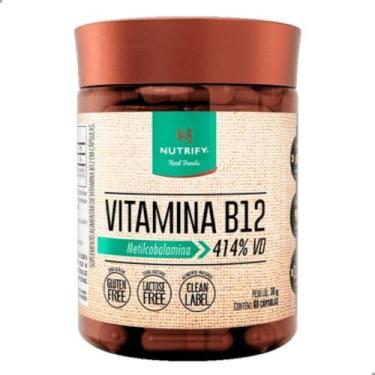 Imagem de Vitamina B12 Metilcobalamina 414% VD 60 Capsulas Nutrify, Sem Sabor