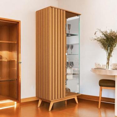 Imagem de Cristaleira Moderna Açaí Ripada Nature Jb Móveis