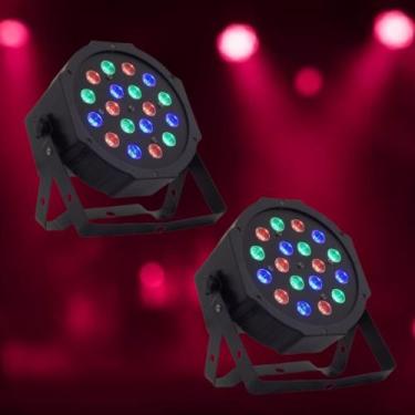 Imagem de Kit 2 Canhao Refletor Par Leds 18 Led Rgb Dmx Slim Digital - Ad Light