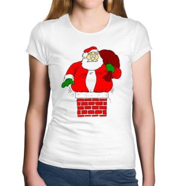 Imagem de Baby Look Algodão Papai Noel Chaminé - Foca na Moda, Branco, P