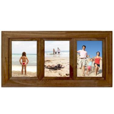 Imagem de Painel de Fotos Triplo Porta Retrato Vintage 3 fotos Quadro Moldura Na