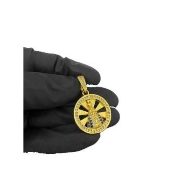 Imagem de Pingente Nossa Senhora Redonda Raiada (p) - Banhado a Ouro - ToJoia18k