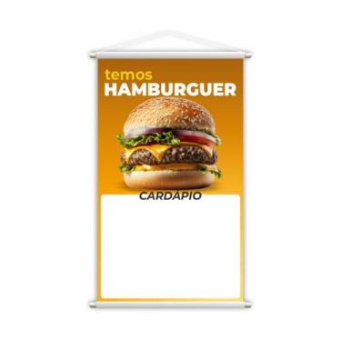 Imagem de Banner Temos Hambúrguer Lanche Cardápio Fundo Branco 60x40cm - PlimSho
