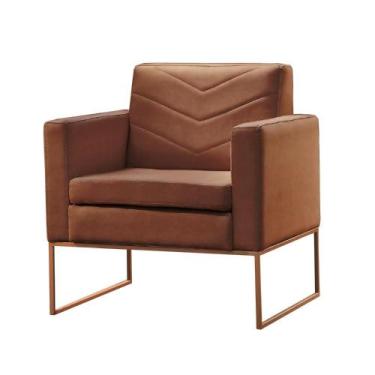 Imagem de Poltrona Apolo Luxo Base Bronze Castellar Móbile, Corino Caramelo