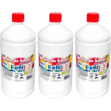Imagem de Kit 3 Litros Refil Líquido Para Máquina De Bolha De Sabão Perfumada Br