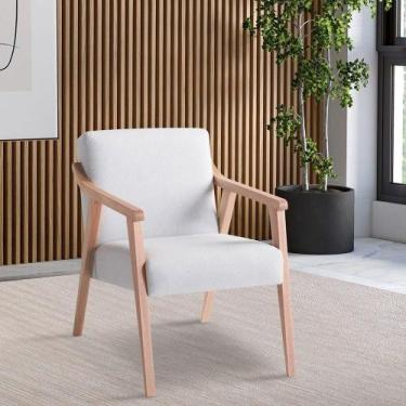 Imagem de Poltrona Flávia Estofada com Tecido Lona - Natural/Cinza - Volttoni, N